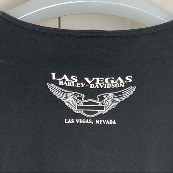 Harley Davidson Black Long Sleeve Tee Red Crystals Silver Skull Design - Picture 4 of 8